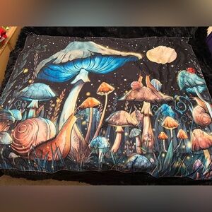 Mushroom Forest Tapestry Moon Snails Fantasy Wall Hanging 59 x 52